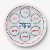 Assiettes En Carton Pessah Pesach Seder Plate Hébreu Moderne (Devant)