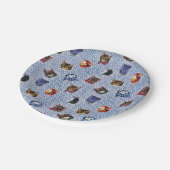 Assiettes En Carton Pet Chat Bleu Pois Kitten Aquarelle (Angle)