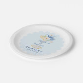 Assiettes En Carton Pétales bleues et parquet (Angle)