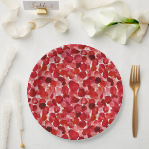 Assiettes En Carton Pétales de rose rouge romantique Fête des mariées