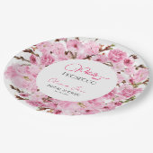 Assiettes En Carton Pétales et Prosecco Aquarelle Pinkwhite Arch Flora (Angle)