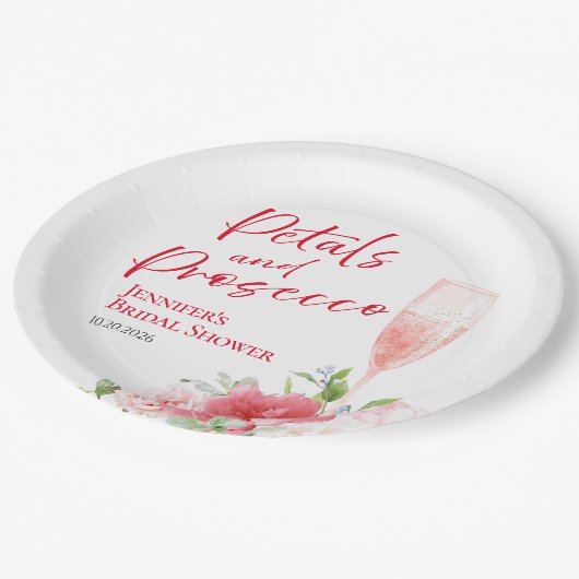 Assiettes En Carton Pétales et Prosecco | Déjeuner de mariage champêtr (Angle)