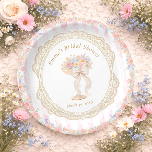 Assiettes En Carton Pétales et Prosecco Fête de Mariage Florale Coloré