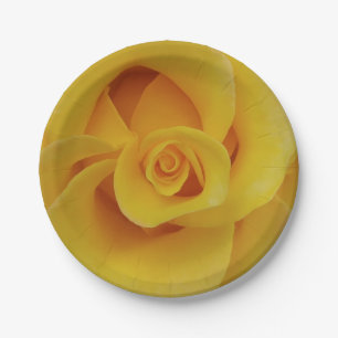 Assiettes En Carton Pétales romantiques de rose jaune