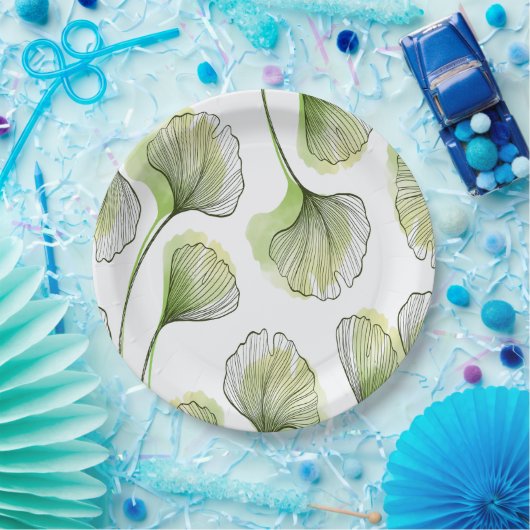 Assiettes En Carton Pétales verts (Fête)