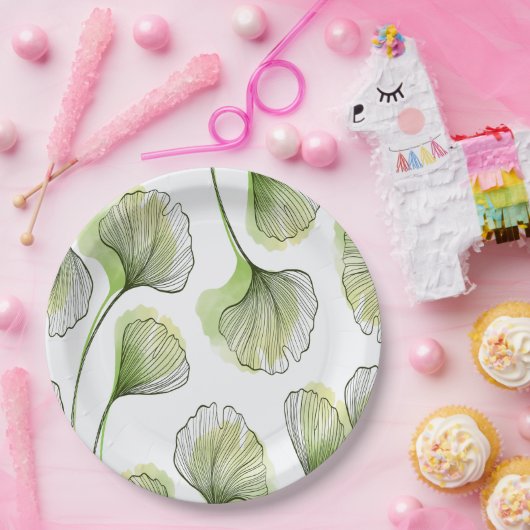 Assiettes En Carton Pétales verts (Fête)