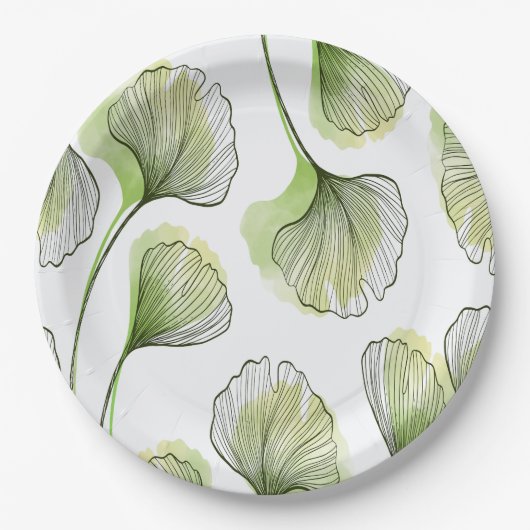 Assiettes En Carton Pétales verts (Devant)