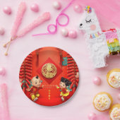 Assiettes En Carton Pétards chinois traditionnels Rabbit Année PPN1 (Fête)