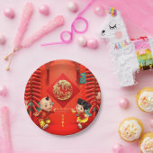 Assiettes En Carton Pétards chinois traditionnels Tiger Année PP09 (Fête)