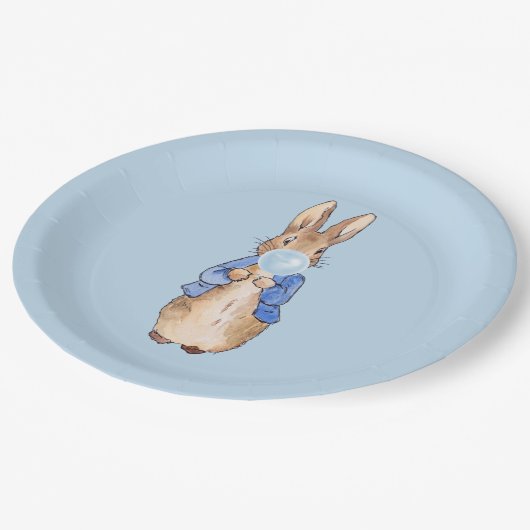 Assiettes En Carton Peter le lapin bleu bulle gomme (Angle)