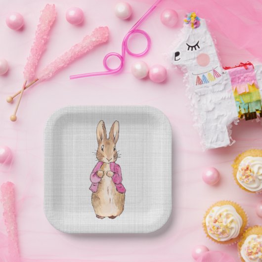 Assiettes En Carton Peter le lapin rose Veste gris lin (Fête)