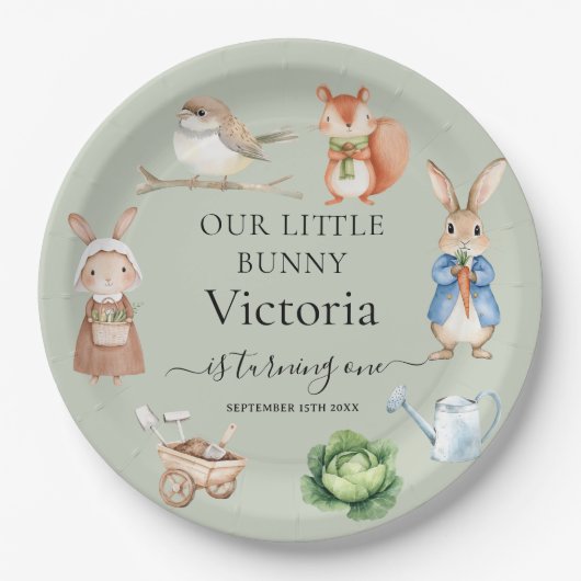 Assiettes En Carton Peter Rabbit Animaux Outils de jardin Fête d'anniv (Devant)
