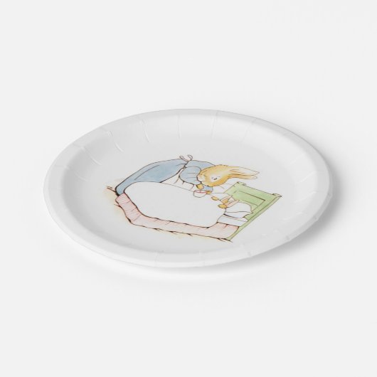 Assiettes En Carton Peter Rabbit au lit (Être nourri par sa mère) (Angle)