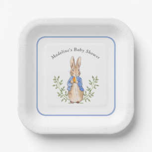 Assiettes En Carton Peter Rabbit Baby shower Vintage bleu blanc