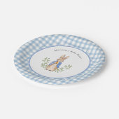 Assiettes En Carton Peter Rabbit Bleu Blanc En vichy Baby shower (Angle)