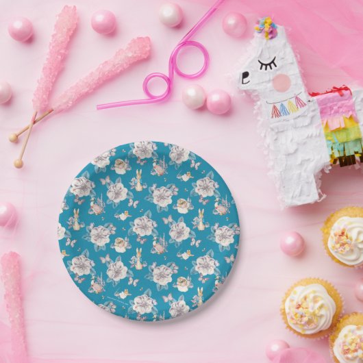 Assiettes En Carton Peter Rabbit | Blue Floral Garden Motif (Fête)