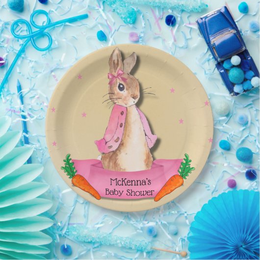 Assiettes En Carton Peter Rabbit Flopsy rose fille Baby shower (Fête)