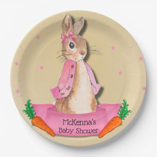 Assiettes En Carton Peter Rabbit Flopsy rose fille Baby shower