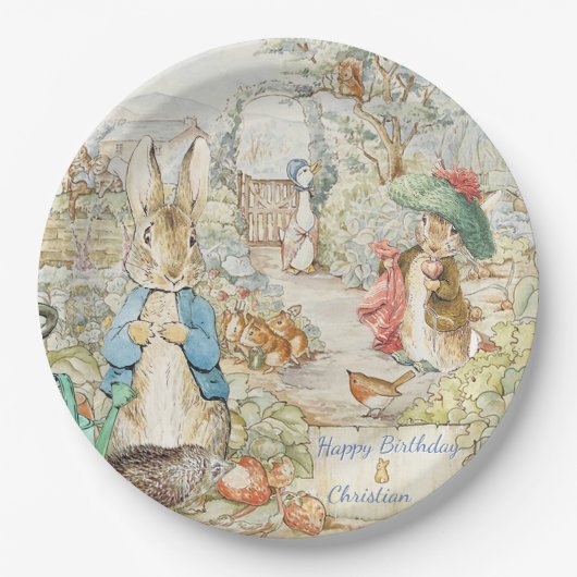 Assiettes En Carton Peter the Rabbit Garden Histoire Anniversaire (Devant)