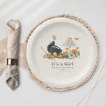 Assiettes En Carton Petit Adulte Woodland Skunk Girl Baby shower<br><div class="desc">La page du livre d'histoire de la nature a inspiré le baby shower thématique "petit puant" avec l'illustration d'une peau assise sur une feuille dans l'herbe avec deux champignons,  des fleurs et des papillons.</div>