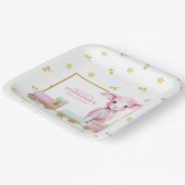 Assiettes En Carton Petit agneau | Plaques en papier Baby shower rose (Angulaire)
