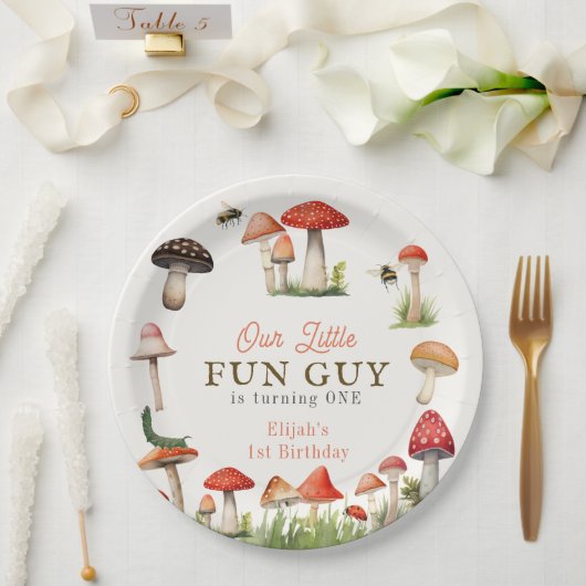 Assiettes En Carton Petit Amusant Guy Mushroom Bee Boy Anniversaire (Mariage)