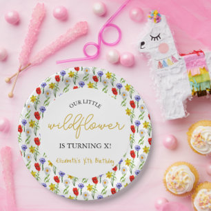 Assiettes En Carton Petit Anniversaire de enfant Fleur sauvage