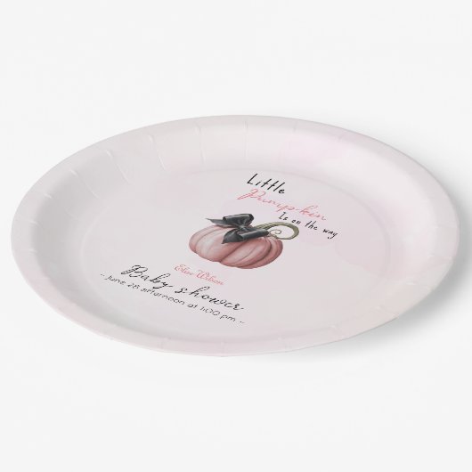 Assiettes En Carton Petit arc citrouille rose en chemin (Angle)