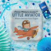 Assiettes En Carton Petit Aviateur mignon rouge Avion Carré 9" (Fête)