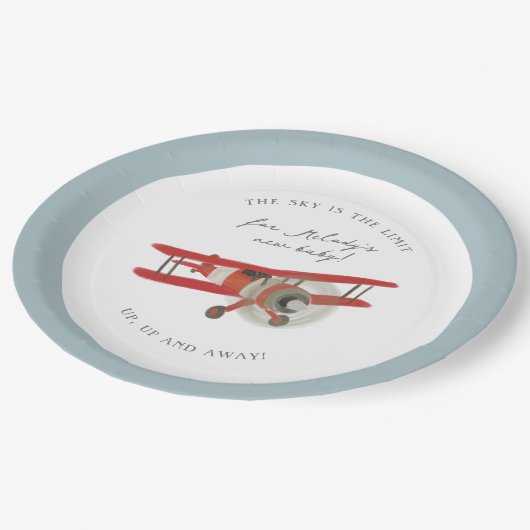 Assiettes En Carton Petit Baby shower Aviator (Angle)