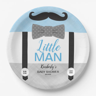 Assiettes En Carton Petit baby shower bébé bleu gris petit homme thème