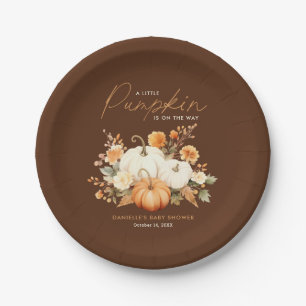 Assiettes En Carton Petit Baby shower botanique fleuri Citrouille