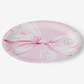 Assiettes En Carton Petit Baby shower Bow PINK (Angle)