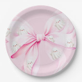 Assiettes En Carton Petit Baby shower Bow PINK (Devant)