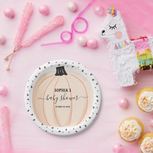 Assiettes En Carton Petit Baby shower Citrouille (Fête)