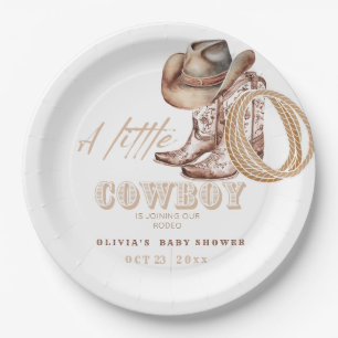 Assiettes En Carton Petit Baby shower Cowboy