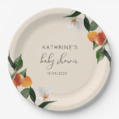Assiettes En Carton petit baby shower d'agrumes d'aquarelle (Devant)