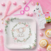 Assiettes En Carton Petit baby shower d'arachide rose florale (Fête)