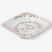 Assiettes En Carton Petit baby shower d'arachide rose florale (Angulaire)
