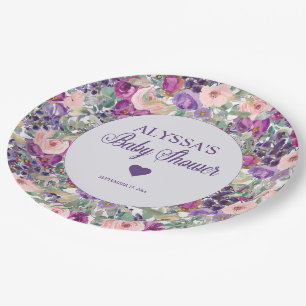 Assiettes En Carton Petit Baby shower de fille rose violet