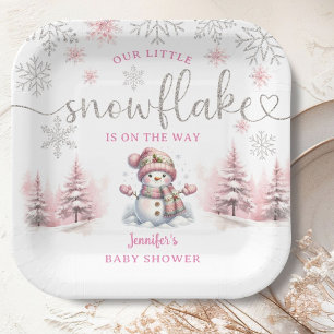 Assiettes En Carton Petit Baby shower de flocon de neige Girl Papier r