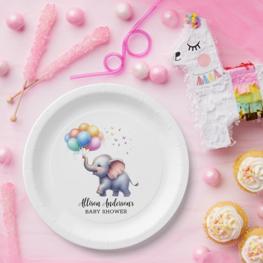 Assiettes En Carton Petit baby shower d'éléphant de bébé cacahuète (Fête)