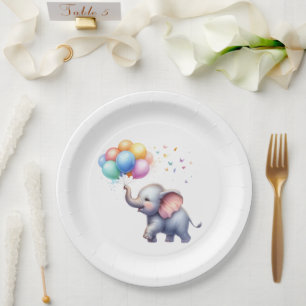 Assiettes En Carton Petit baby shower d'éléphant de bébé cacahuète