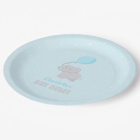 Assiettes En Carton Petit Baby shower éléphant (Angle)
