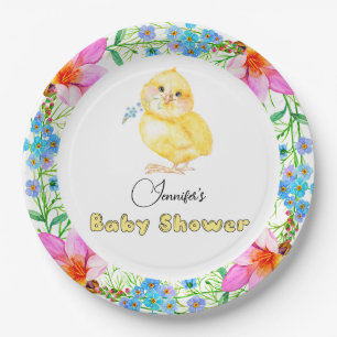 Assiettes En Carton Petit Baby shower floral de poussette