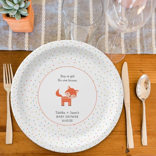 Assiettes En Carton Petit baby shower Fox