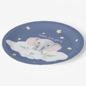 Assiettes En Carton Petit Baby shower Garçon d'arachide Blue Elephant (Angle)
