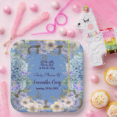 Assiettes En Carton Petit Baby shower Hydrangea bleu doux (Fête)