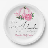 Assiettes En Carton Petit Baby shower Rustique rose-rose-blanc Citroui (Devant)