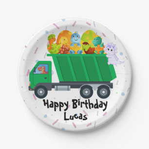 Assiettes En Carton Petit bébé dinosaure poubelle camion d'oeuf Annive